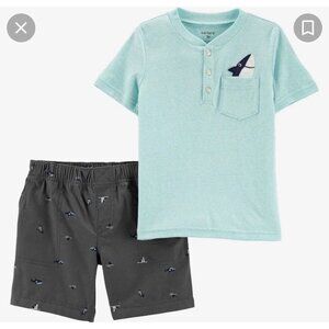 Boys 3 Months Shark Shirt, Short Set Knit Shorts Outfit Set NWT Carter's Blue (4